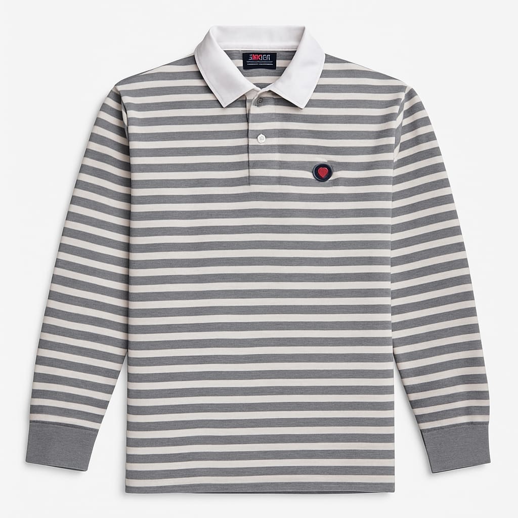 Men’s Classic Striped Polo T-Shirt – Premium Cotton, Casual & Stylish
