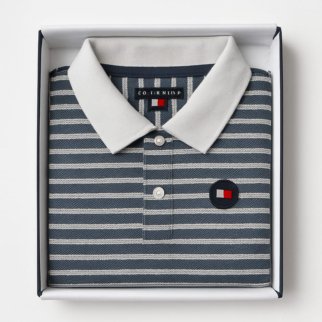 Men’s Classic Striped Polo T-Shirt – Premium Cotton, Casual & Stylish