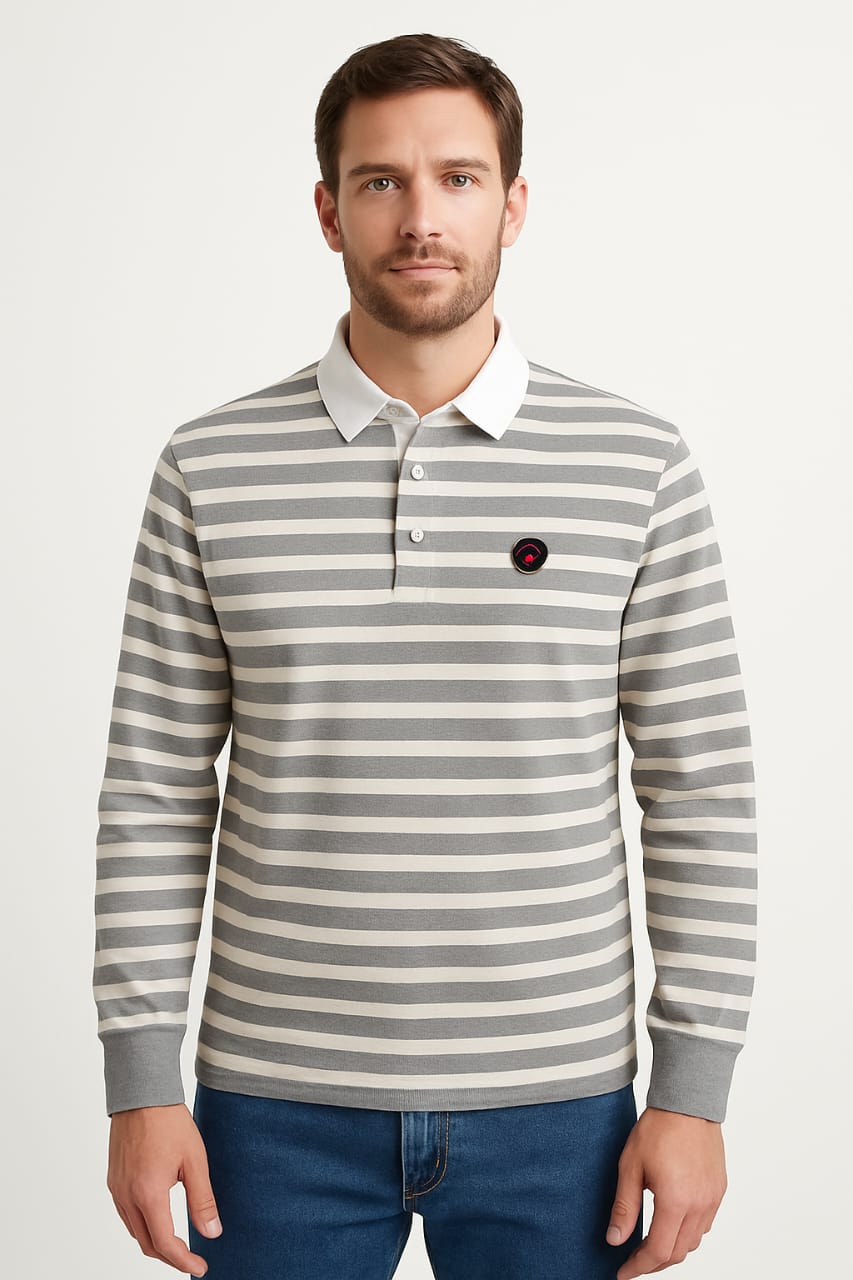 Men’s Classic Striped Polo T-Shirt – Premium Cotton, Casual & Stylish